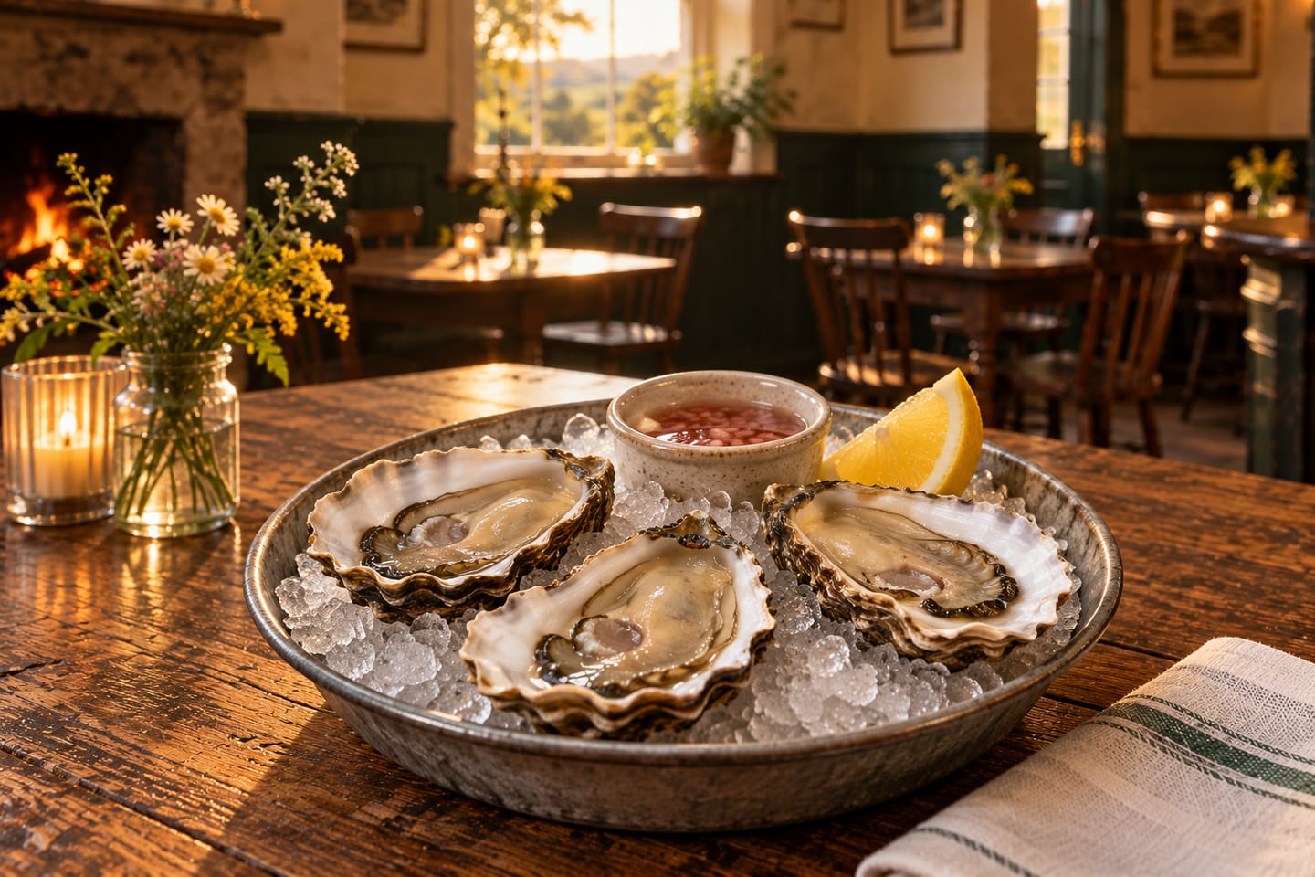 Imagined serving of Whitstable rock oysters