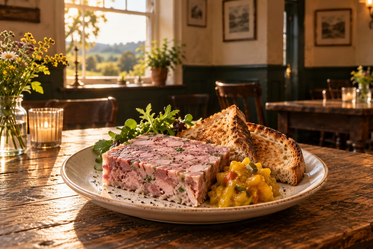 Imagined serving of Ham hock terrine